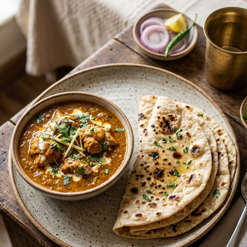Chicken Meal Combo - Chicken Curry Half + 4 Tawa Roti