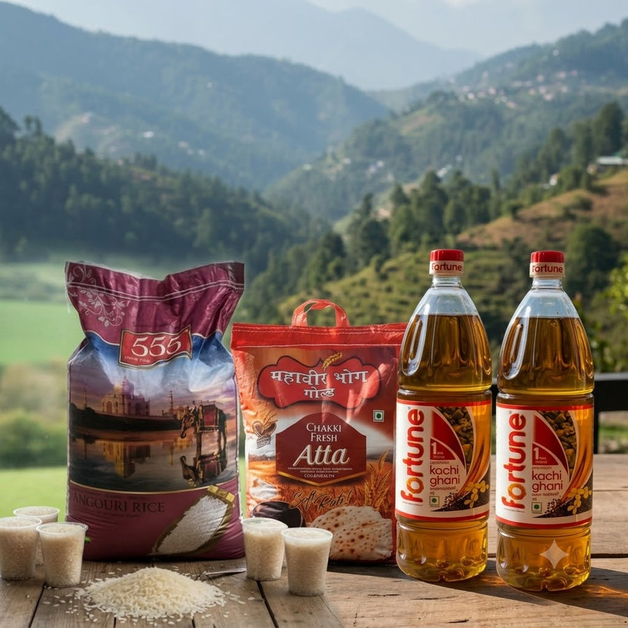 Rashan Family Combo - Atta 10kg + Chawal 10kg + Sarson Tel 2L