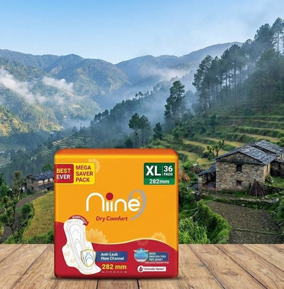 महिलाओं के लिए नाइन ड्राई कम्फर्ट एक्सएल सैनिटरी पैड्स का 36 पैड पैक