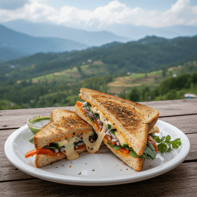 Veg cheese Grilled sandwich by Moksha (वेज चीज़ ग्रिल्ड सैंडविच)