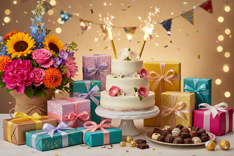 Gifts & Cake (उपहार और केक)