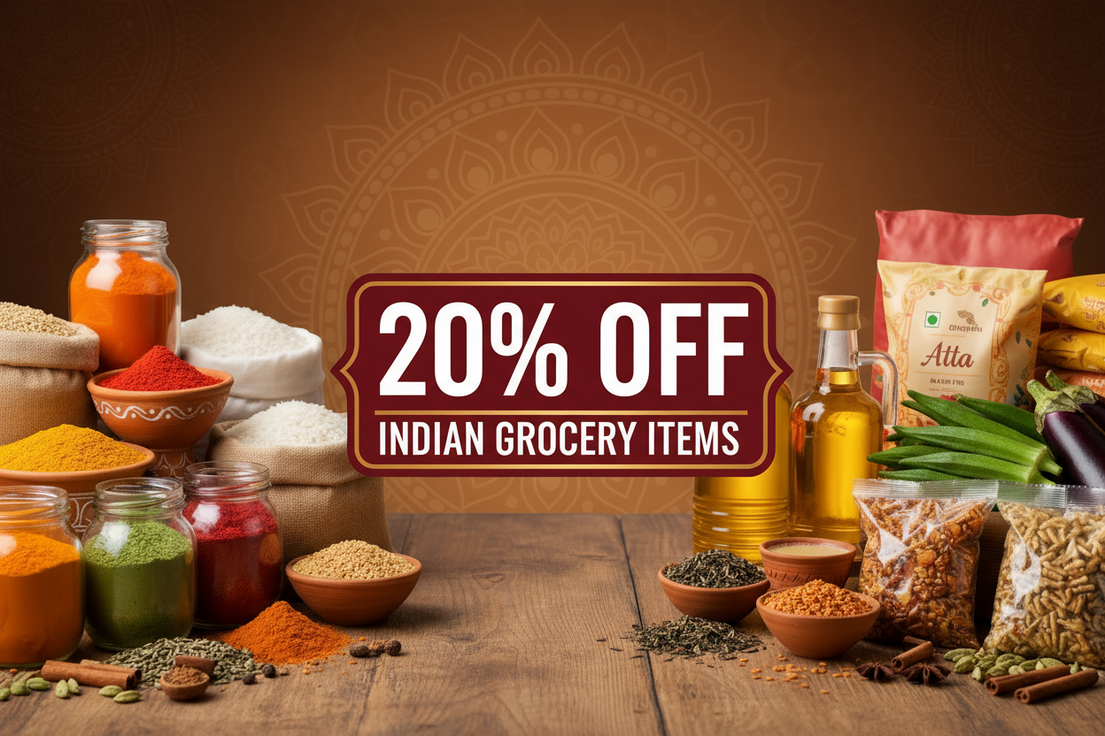 20% off on grocery Item and display indian grocery  item
