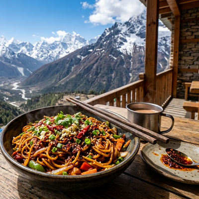 Chilly Garlic noodles  by Moksha
