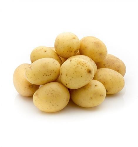 Group of potatoes on a white background