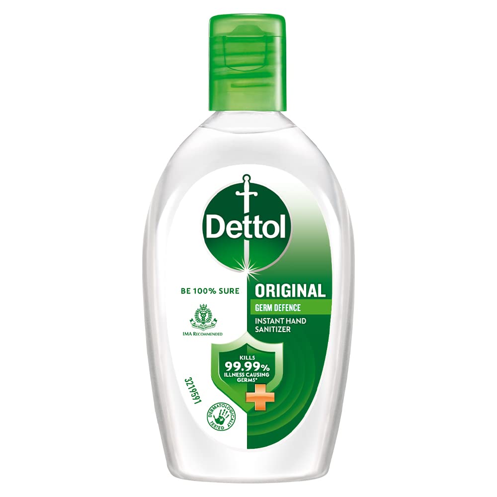 Dettol Original instant hand sanitizer bottle on a white background