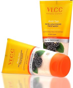 Two VLCC face wash products on a reflective surface