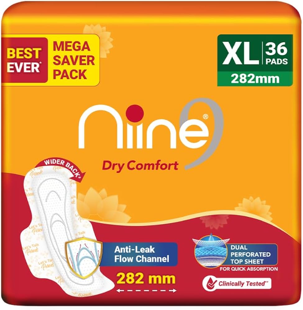 Niine Dry Comfort XL Sanitary 36 Pads for Women