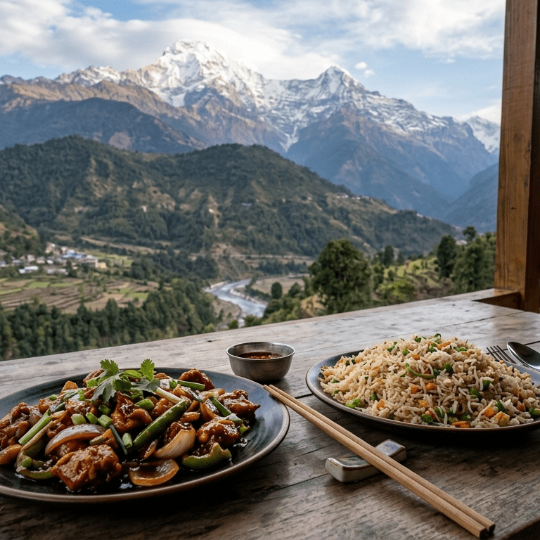 Chilli chicken and Fried Rice  by Moksha