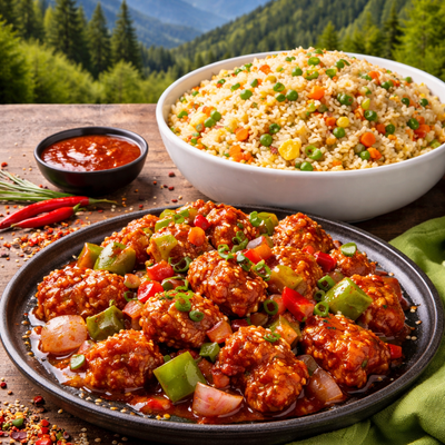Chilli Chicken + Fried Rice  (mini combo) by Moksha