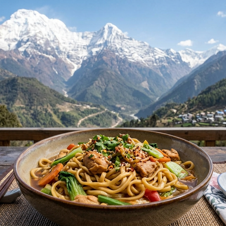 Chicken Hakka Noodles  by Moksha