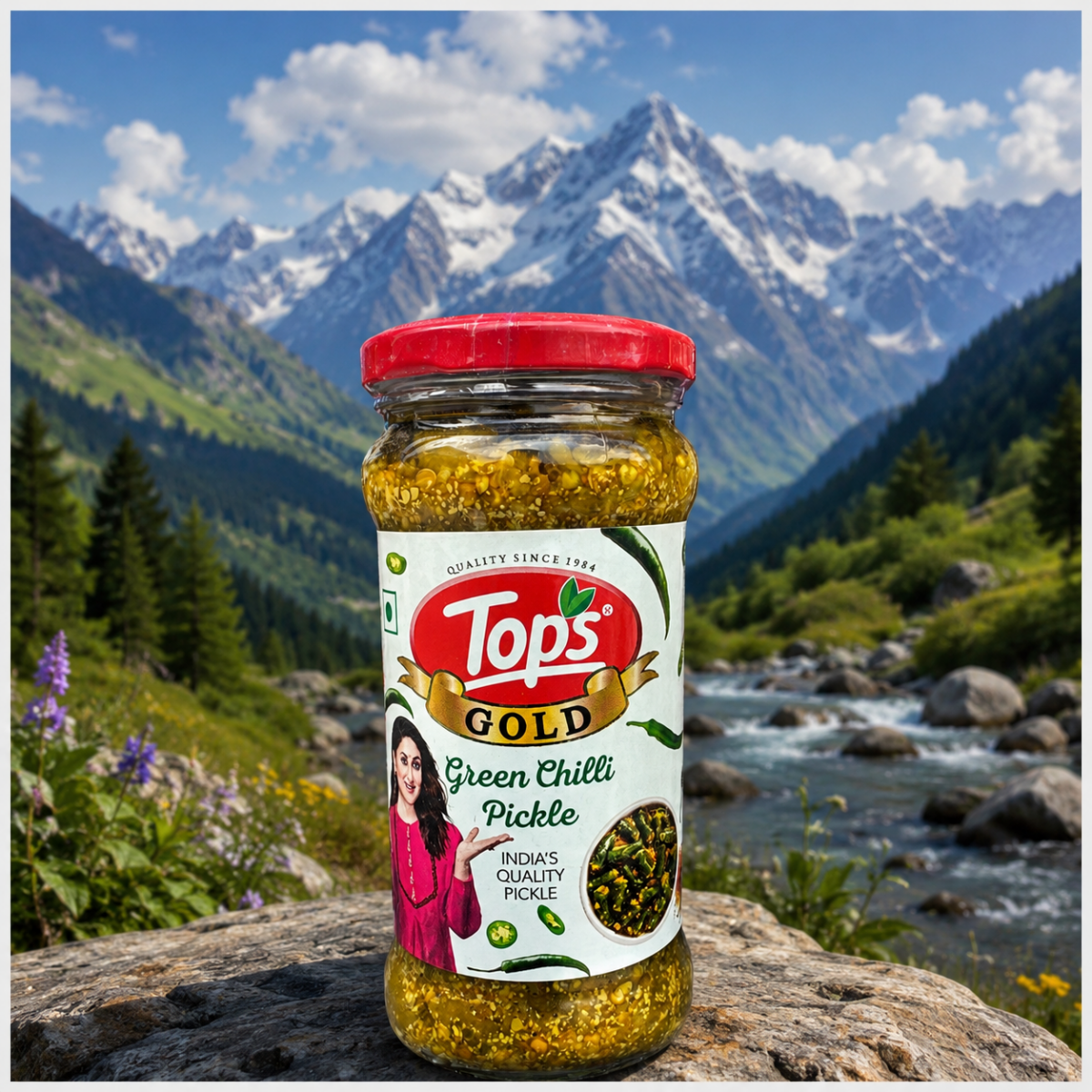 Tops gold green chilli pickle(अचार)
