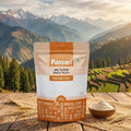Pansari Jau Flour package with a scenic mountain background