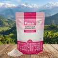 Pansari Kuttu Flour package with a scenic mountain background