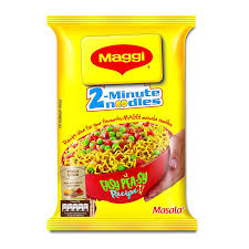 Maggi 2-Minute Noodles packaging with colorful noodles and branding
