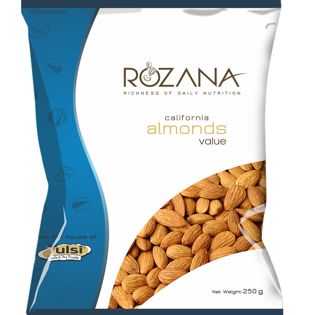 Rozana California almonds packaging on a white background