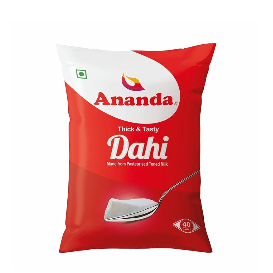 Red packet of Ananda Dahi on a white background