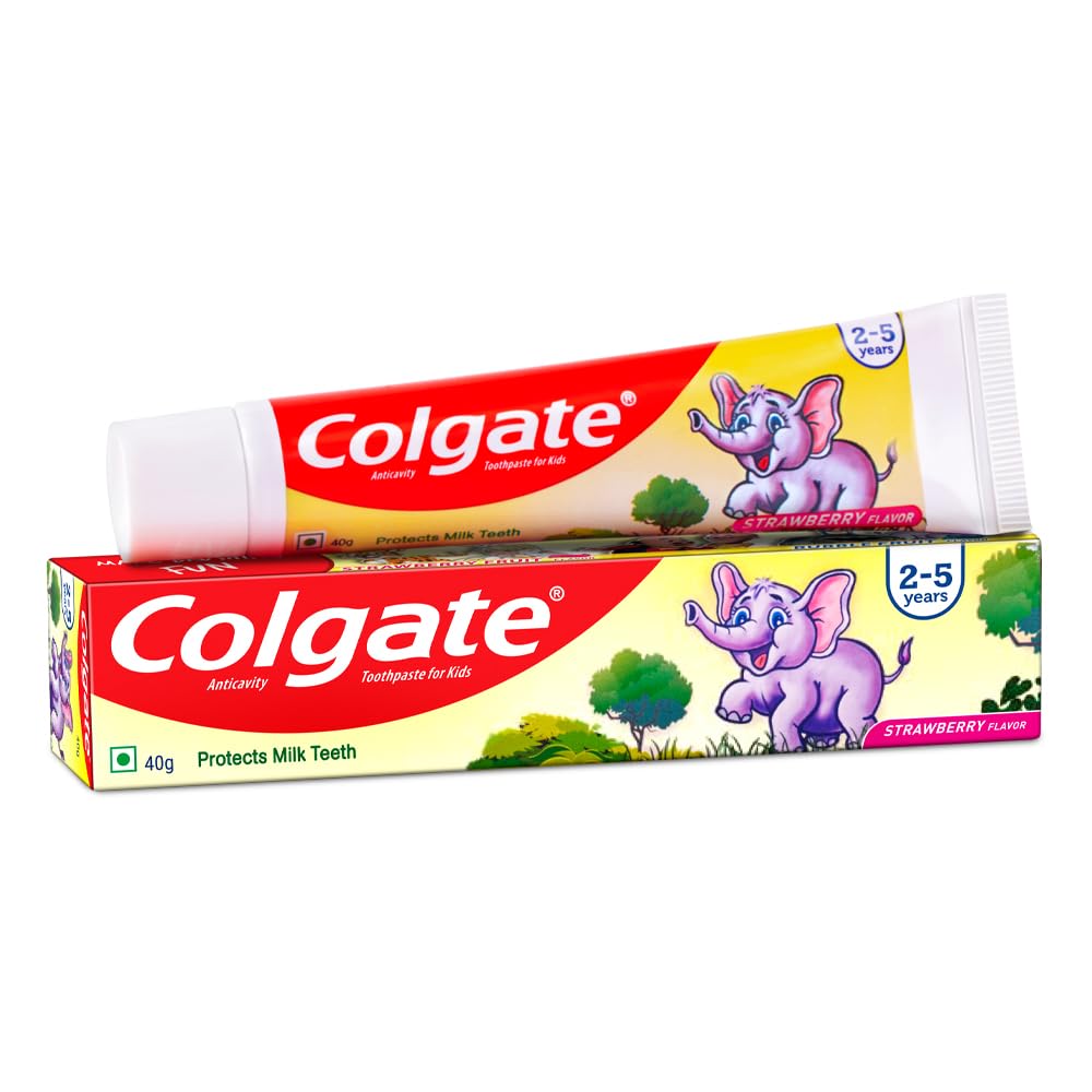 Colgate children's toothpaste and packaging on a white background