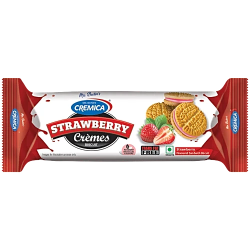 Cremica Strawberry Creme Biscuits (क्रेमिका स्ट्रॉबेरी क्रीम बिस्कुट)