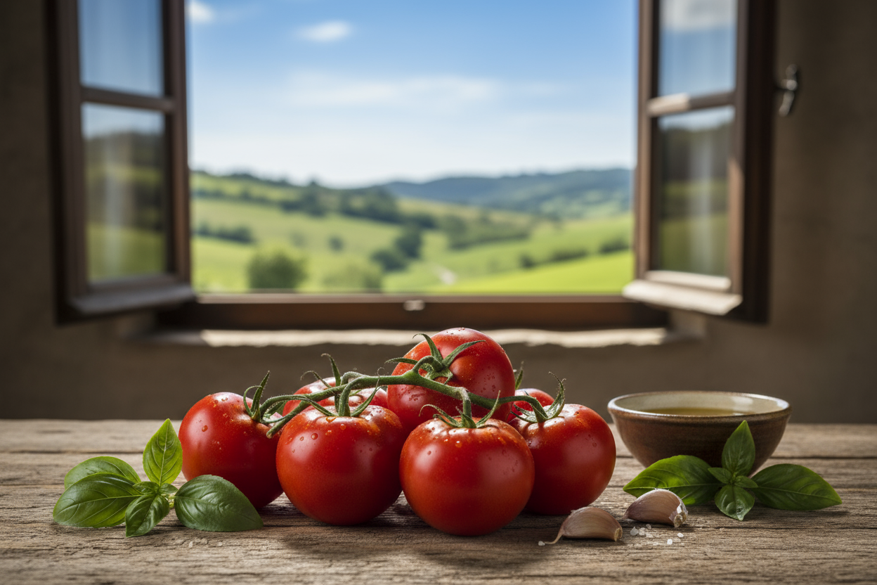 fresh hills tomato on table
