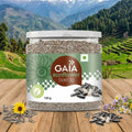 Jar of Gaia Sunflower Seeds with a scenic mountain background