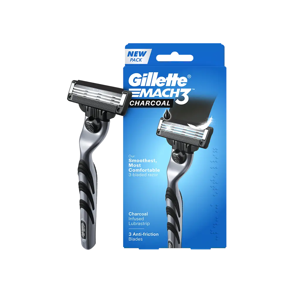 Gillette Mach 3 Charcoal Shaving Men's Razor (गिलेट मैच 3)