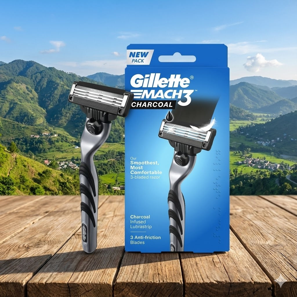Gillette Mach 3 Charcoal Shaving Men's Razor (गिलेट मैच 3)