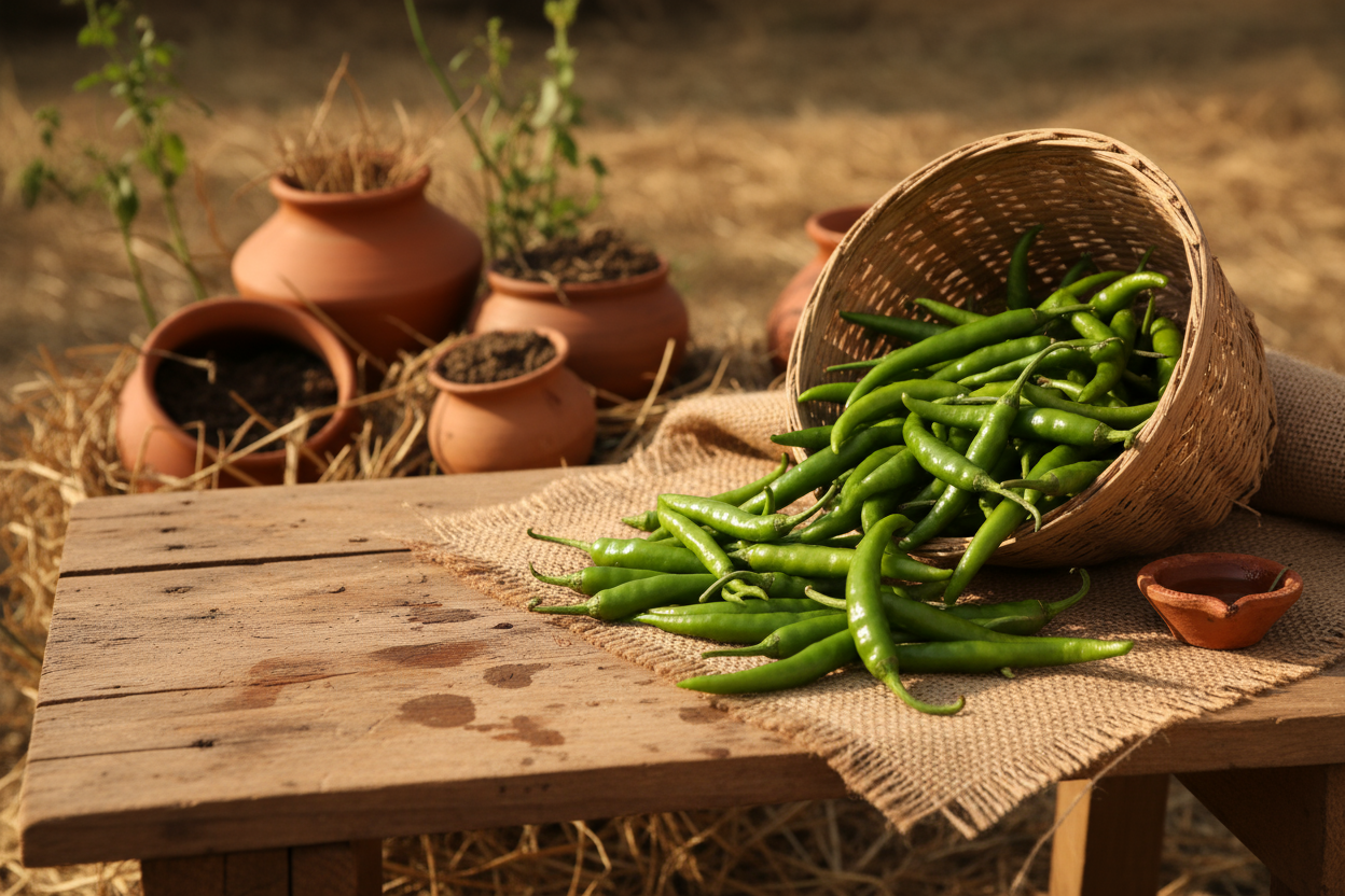 Green Chilly Product Images with phadi vibe 