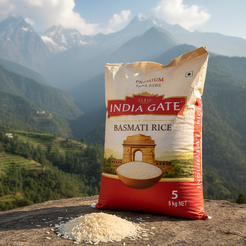 India gate basmati rice 5 kg product image on hills