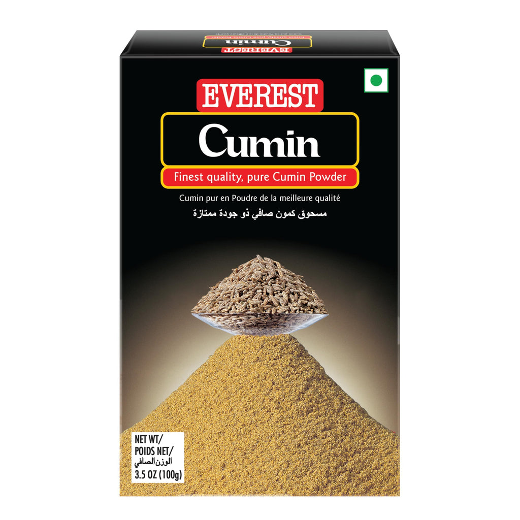 Box of Everest Cumin with cumin powder on a white background
