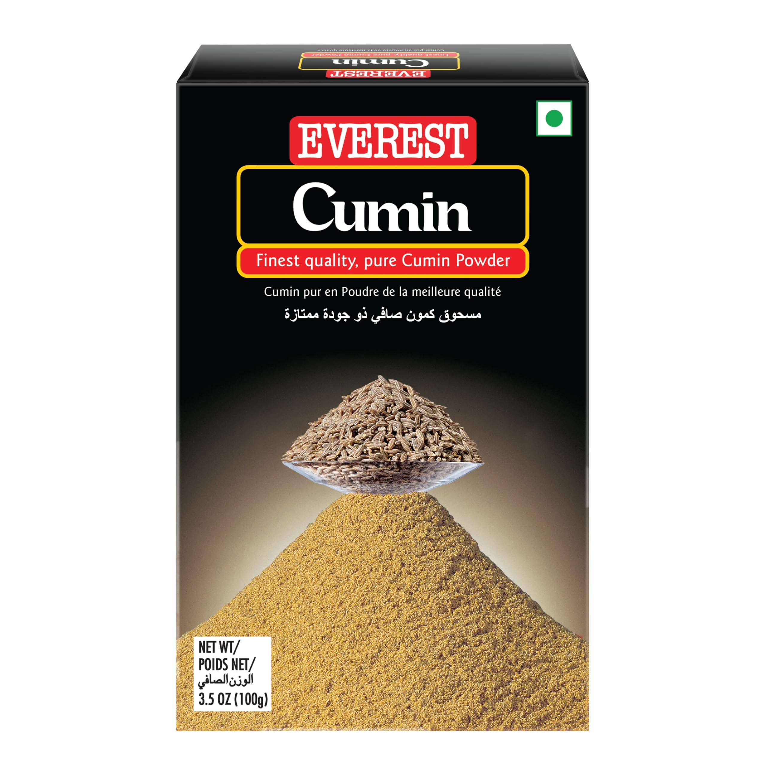 Box of Everest Cumin with cumin powder on a white background