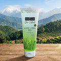 Kapiva Aloe Vera Gel tube with a scenic mountain background
