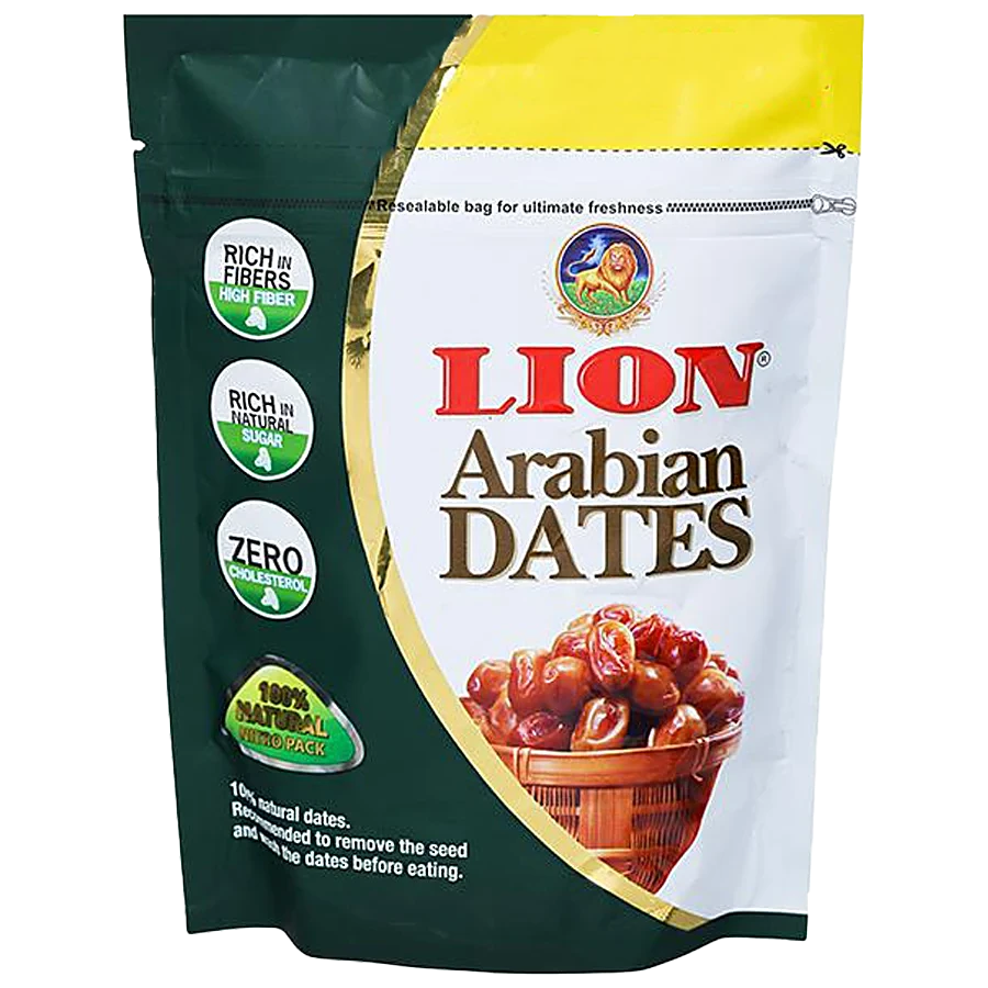 Lion Arabian Deseeded Dates, 500G (लायन अरेबियन बीज रहित खजूर)