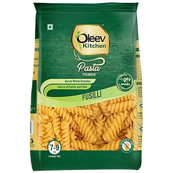 Oleev Kitchen Premium Fusilli Pasta - No Maida, Rich In Protein & Fibre, 400 g