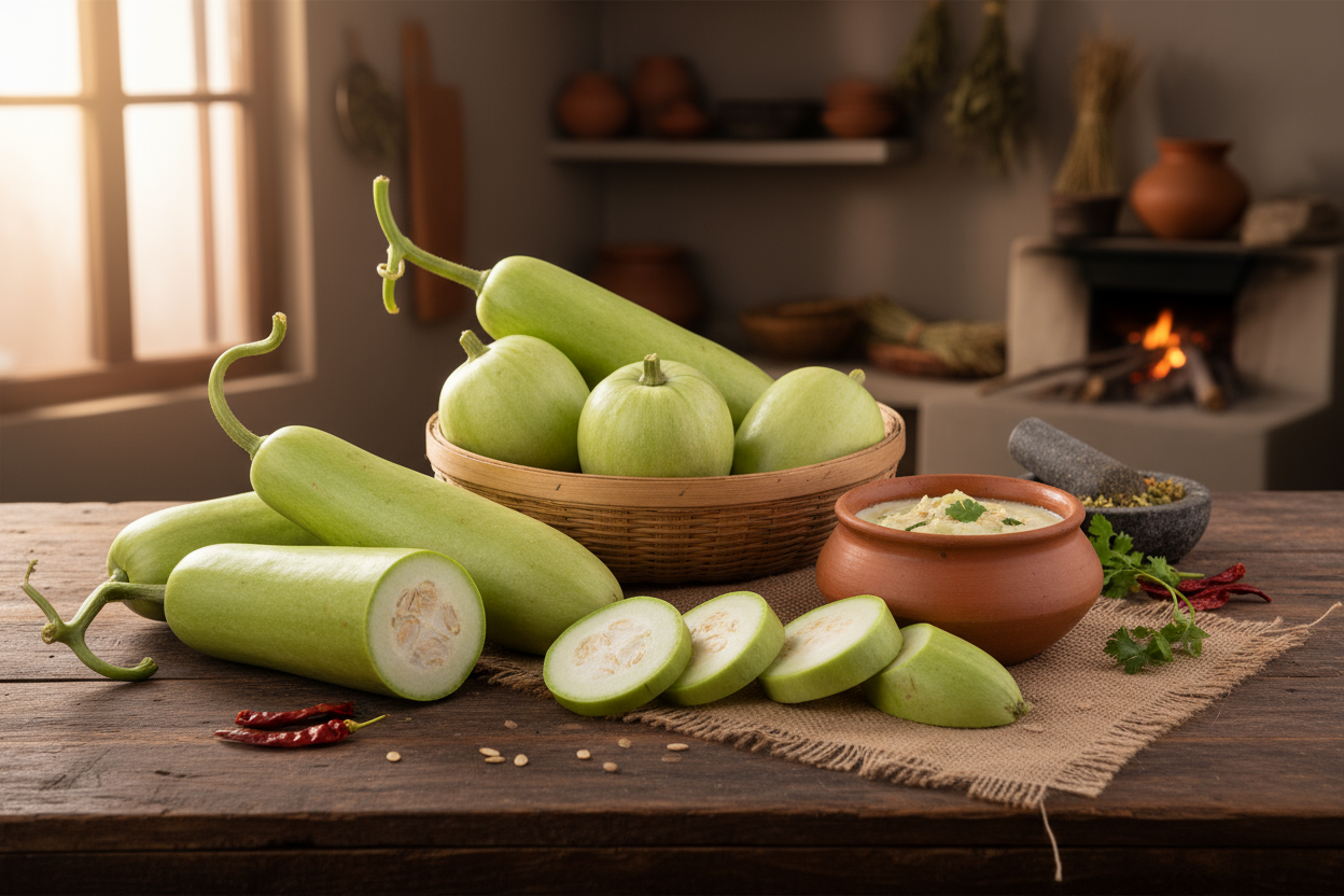 Pahadi Bottle Gourd Products Images on table