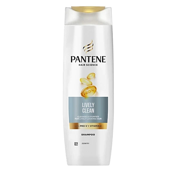 Pantene shampoo bottle on a white background