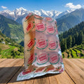 Packaged bread with 'Sangam Bakery' branding against a scenic mountain backdrop