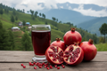 pomogranate juice glass with real vibrant pomogrante with kumaun hills
