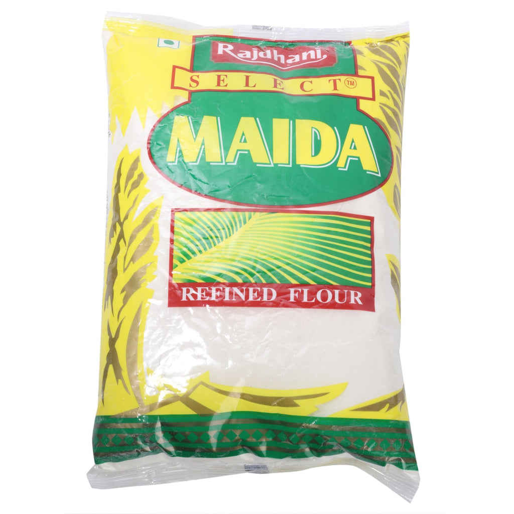 Bag of Rajdhani Select Maida refined flour on a white background