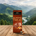 Cadbury Temptations Almond Treat chocolate box with a scenic mountain backdrop