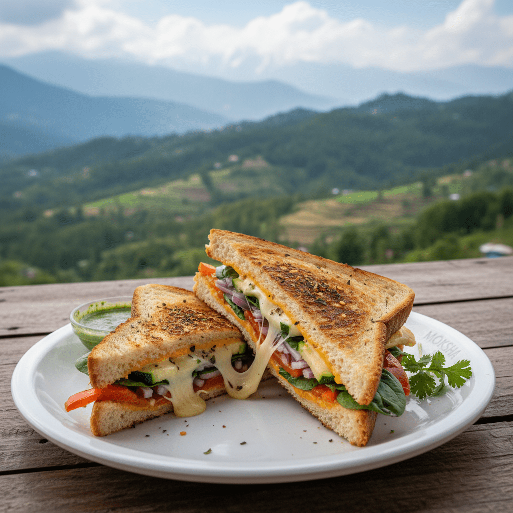 Veg cheese Grilled sandwich by Moksha (वेज चीज़ ग्रिल्ड सैंडविच)