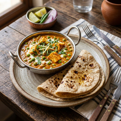 Veg Meal Combo - Matar Paneer Half + 4 Tawa Roti